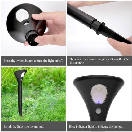 Candeeiro solar LED com sensor LED/1W/3,7V 6000K IP65