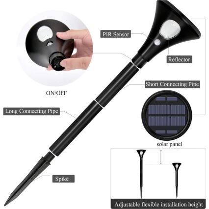 Candeeiro solar LED com sensor LED/1W/3,7V 6000K IP65