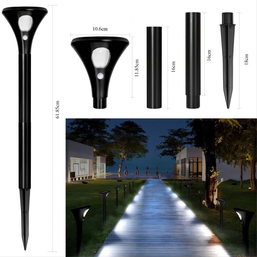 Candeeiro solar LED com sensor LED/1W/3,7V 6000K IP65