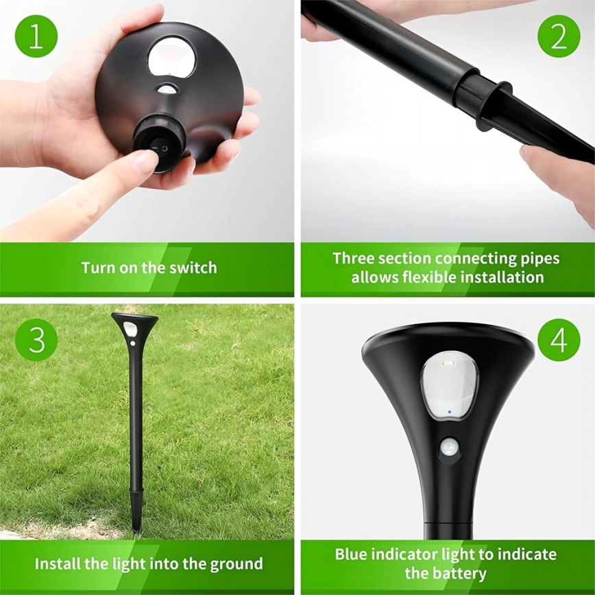 Lâmpada Solar LED com sensor LED/1W/3,7V 6000K IP65 1500 mAh
