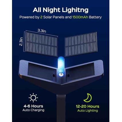 Lâmpada solar LED com sensor SUN BUTTERFLY LED/1,5W/3,7V 3000/6000K IP65 1500 mAh