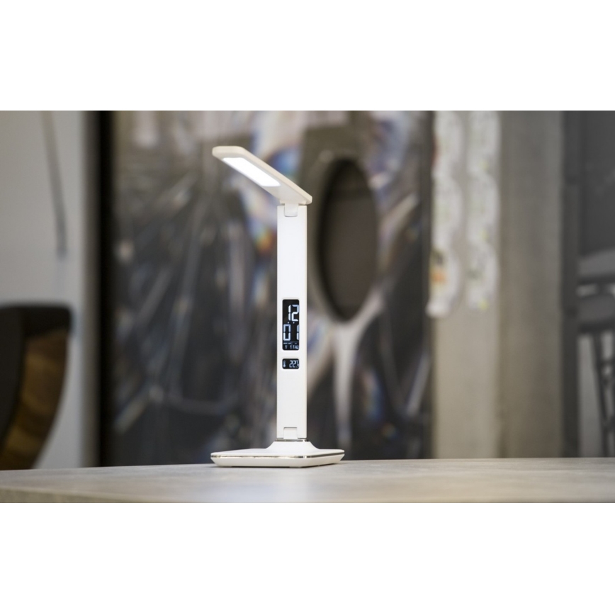 Candeeiro de mesa LED com visor LED/9W/230V branco