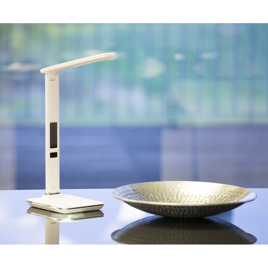 Candeeiro de mesa LED com visor LED/9W/230V branco
