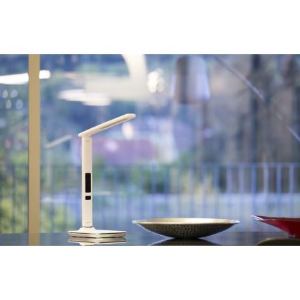 Candeeiro de mesa LED com visor LED/9W/230V branco