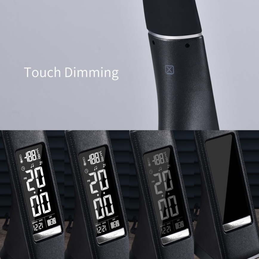 LED Candeeiro de mesa com visor LEATHER LED/7W/230V preto antigo