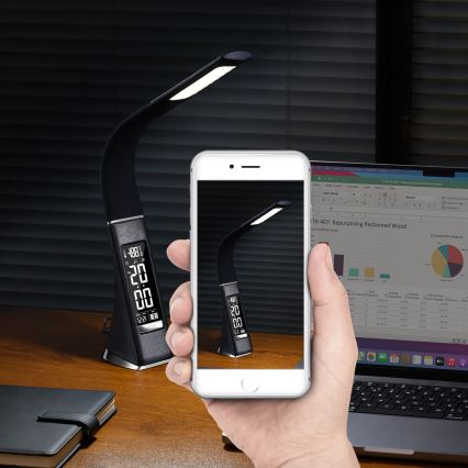 LED Candeeiro de mesa com visor LEATHER LED/7W/230V preto antigo