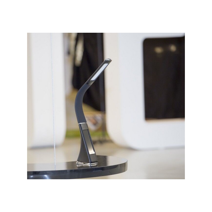 LED Candeeiro de mesa com visor LEATHER LED/7W/230V preto antigo