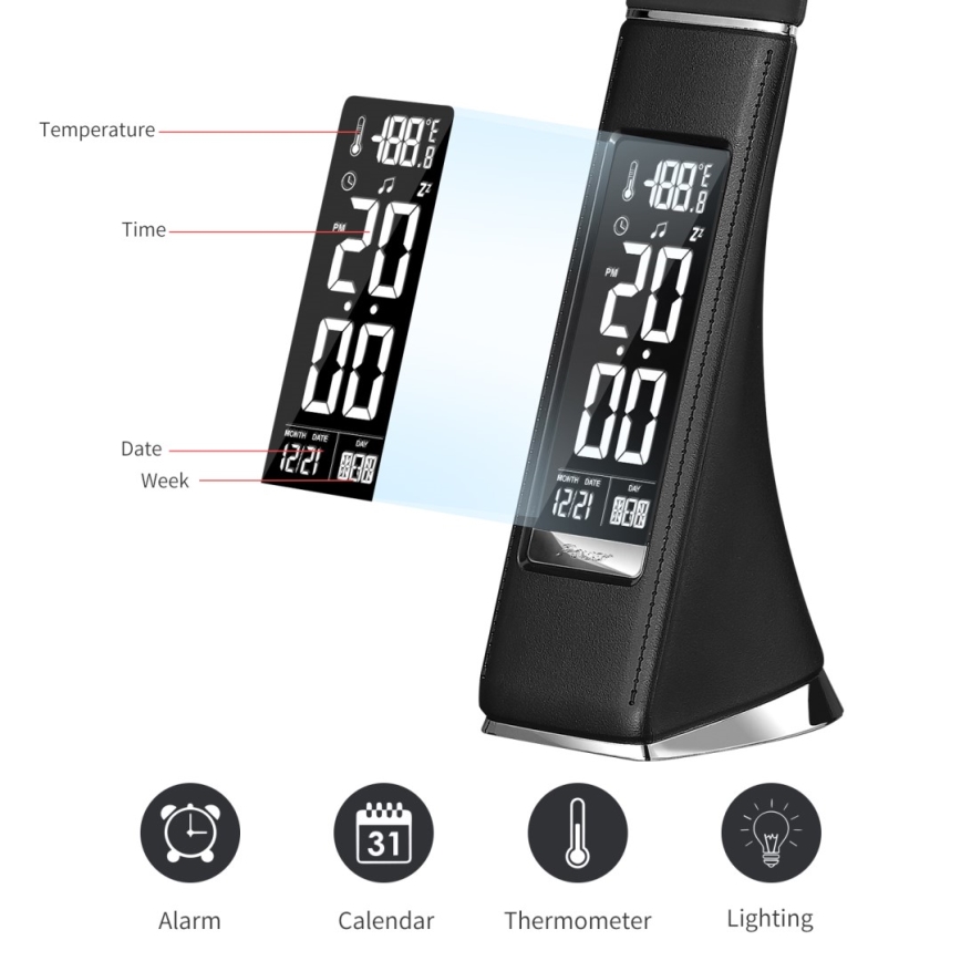 LED Candeeiro de mesa com visor LEATHER LED/7W/230V preto antigo