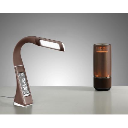 Candeeiro de mesa LED com regulação e ecrã LEATHER LED/7W/230V