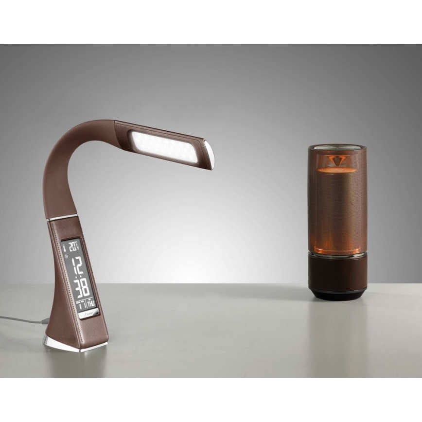 Candeeiro de mesa LED com regulação e ecrã LEATHER LED/7W/230V
