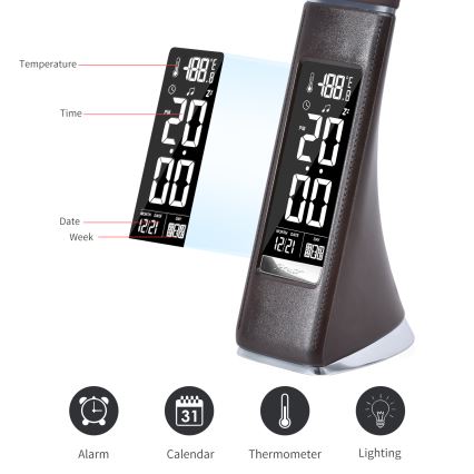 Candeeiro de mesa LED com regulação e ecrã LEATHER LED/7W/230V