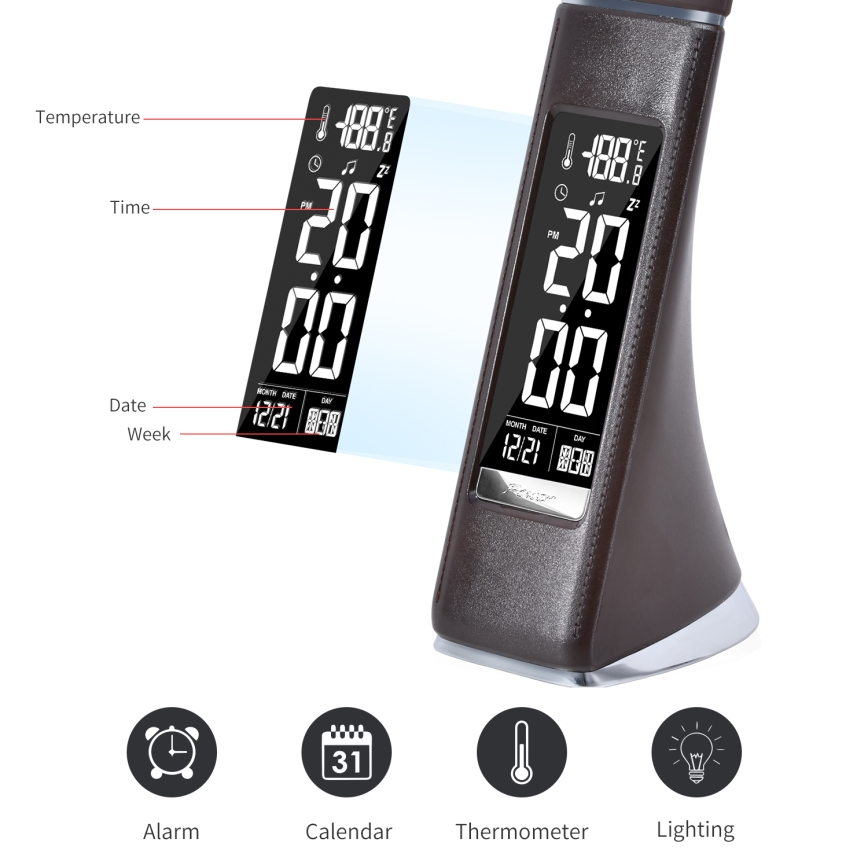 Candeeiro de mesa LED com regulação e ecrã LEATHER LED/7W/230V