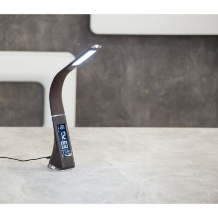 Candeeiro de mesa LED com regulação e ecrã LEATHER LED/7W/230V
