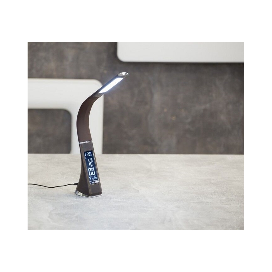 Candeeiro de mesa LED com regulação e ecrã LEATHER LED/7W/230V