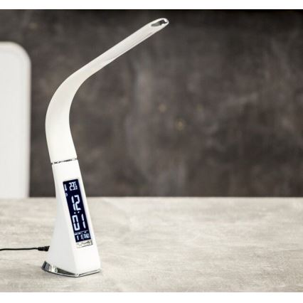 LED Candeeiro de mesa com visor LEATHER LED/7W/230V branco