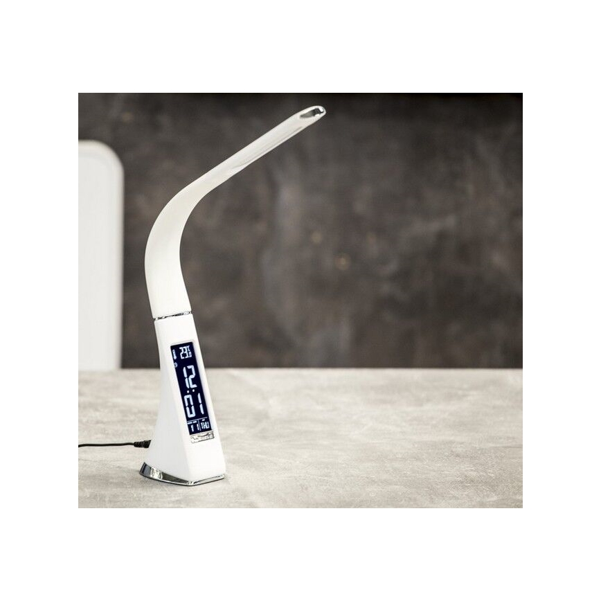 LED Candeeiro de mesa com visor LEATHER LED/7W/230V branco