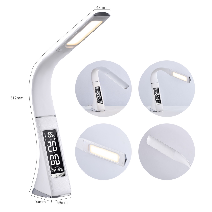 LED Candeeiro de mesa com visor LEATHER LED/7W/230V branco