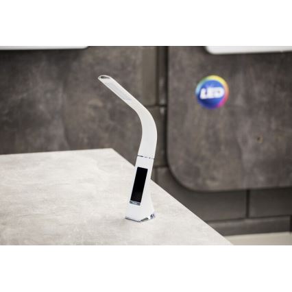 LED Candeeiro de mesa com visor LEATHER LED/7W/230V branco