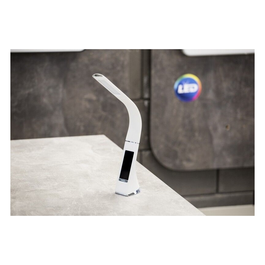 LED Candeeiro de mesa com visor LEATHER LED/7W/230V branco