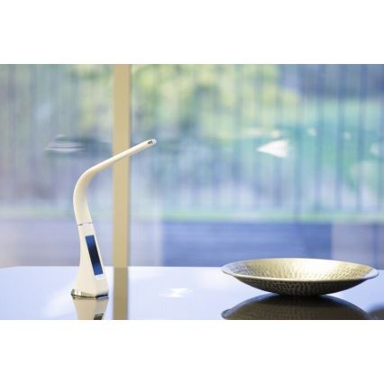 LED Candeeiro de mesa com visor LEATHER LED/7W/230V branco