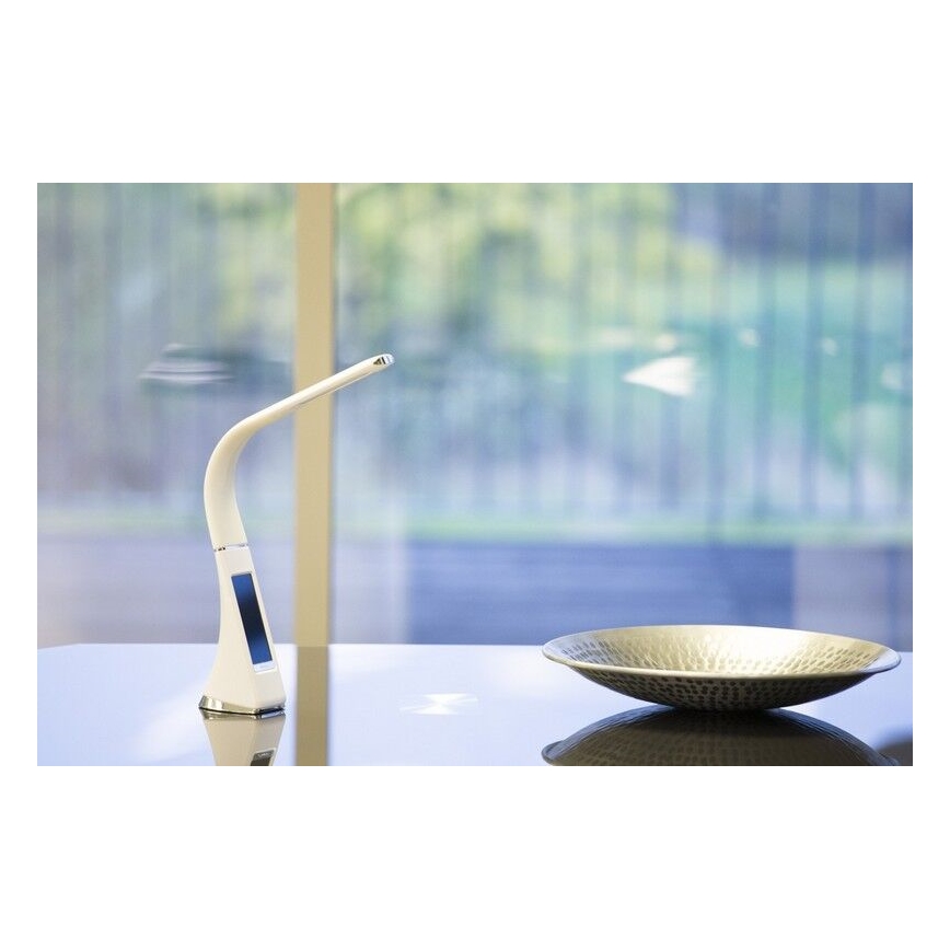 LED Candeeiro de mesa com visor LEATHER LED/7W/230V branco