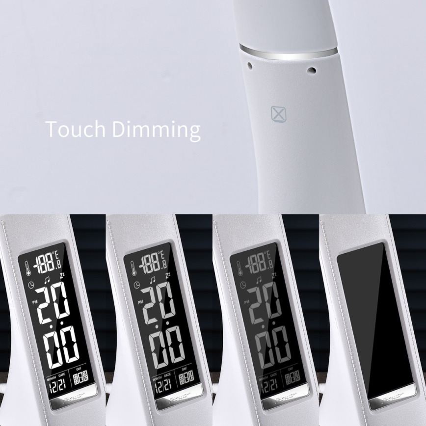 LED Candeeiro de mesa com visor LEATHER LED/7W/230V branco