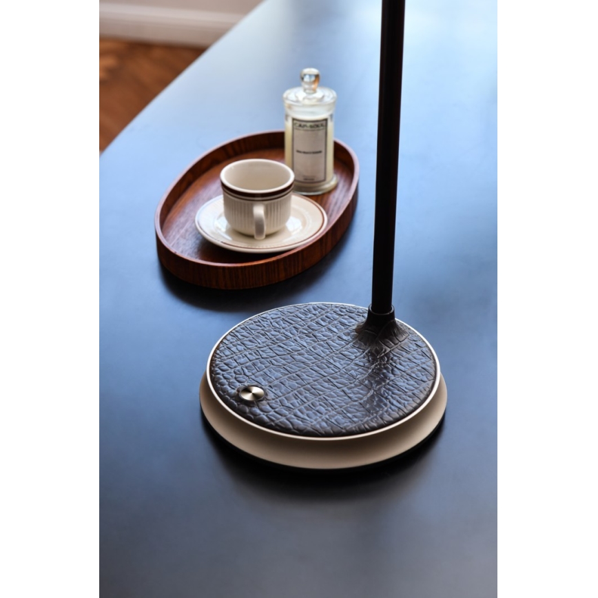 Candeeiro de mesa LED com regulação e carregamento sem fios FINCH LED/9W/12/230V castanho/dourada