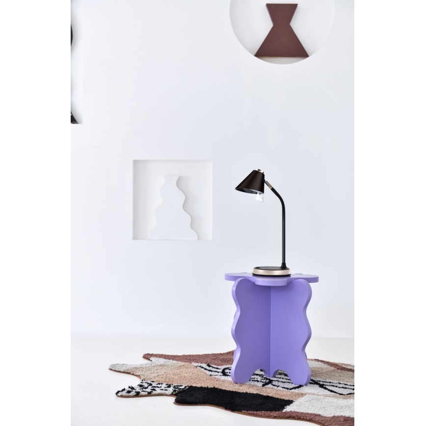 Candeeiro de mesa LED com regulação e carregamento sem fios FINCH LED/9W/12/230V castanho/dourada