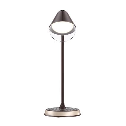 Candeeiro de mesa LED com regulação e carregamento sem fios FINCH LED/9W/12/230V castanho/dourada