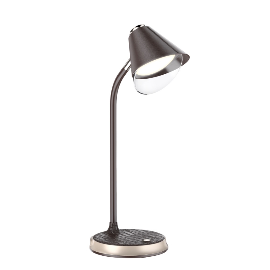 Candeeiro de mesa LED com regulação e carregamento sem fios FINCH LED/9W/12/230V castanho/dourada