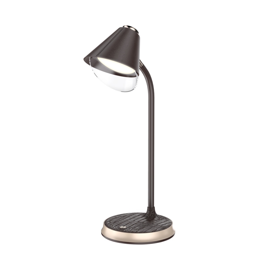 Lâmpada de mesa LED regulável com carregamento sem fio FINCH LED/9W/12/230V castanho/dourado