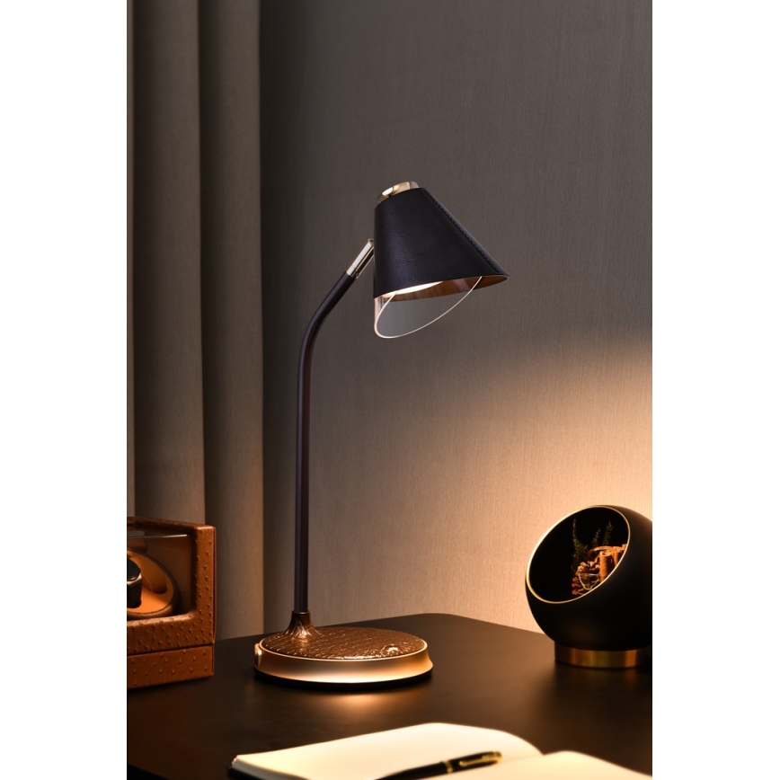 Candeeiro de mesa LED com regulação e carregamento sem fios FINCH LED/9W/12/230V cinzento/cromado brilhante