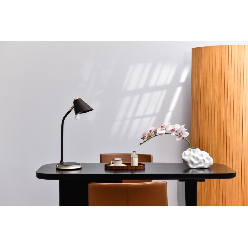 Candeeiro de mesa LED com regulação e carregamento sem fios FINCH LED/9W/12/230V cinzento/cromado brilhante