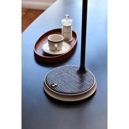 Candeeiro de mesa LED com regulação e carregamento sem fios FINCH LED/9W/12/230V cinzento/cromado brilhante