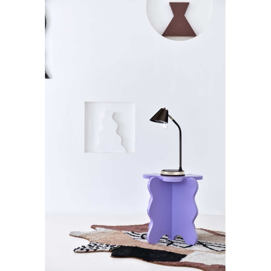 Candeeiro de mesa LED com regulação e carregamento sem fios FINCH LED/9W/12/230V cinzento/cromado brilhante