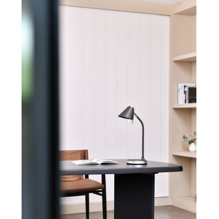 Candeeiro de mesa LED com regulação e carregamento sem fios FINCH LED/9W/12/230V cinzento/cromado brilhante