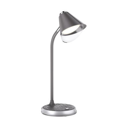 Candeeiro de mesa LED com regulação e carregamento sem fios FINCH LED/9W/12/230V cinzento/cromado brilhante