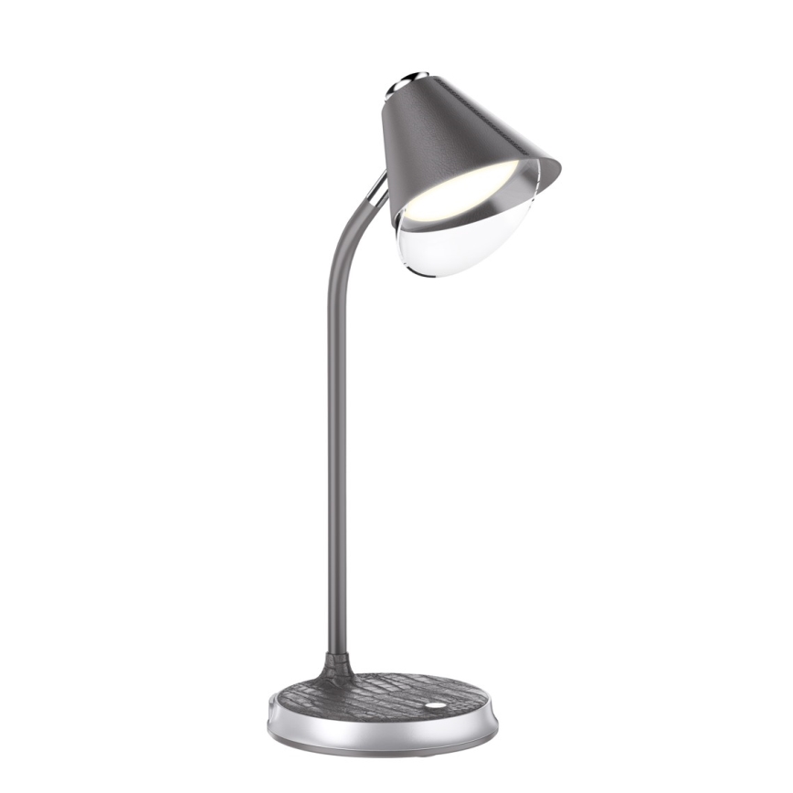 Candeeiro de mesa LED com regulação e carregamento sem fios FINCH LED/9W/12/230V cinzento/cromado brilhante