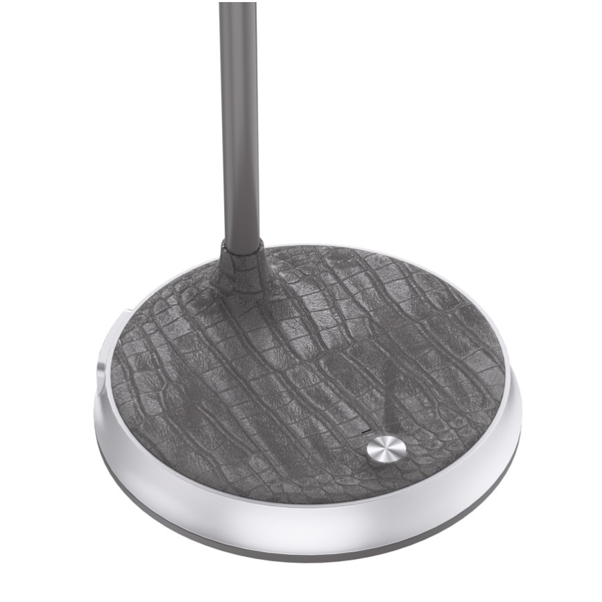 Candeeiro de mesa LED com regulação e carregamento sem fios FINCH LED/9W/12/230V cinzento/cromado brilhante