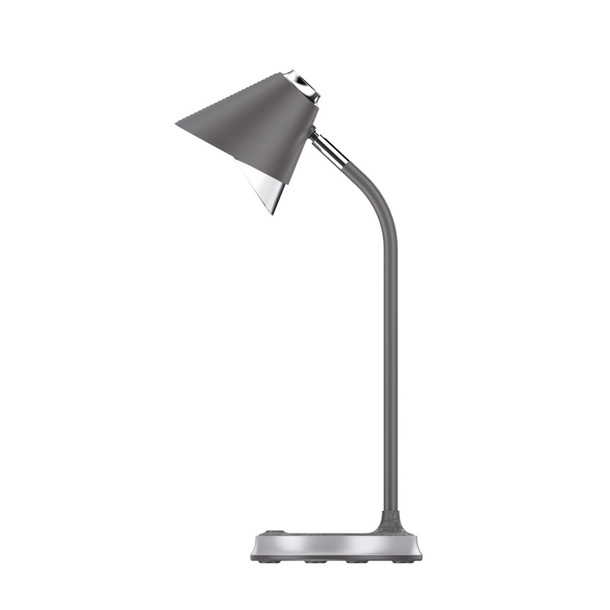 Candeeiro de mesa LED com regulação e carregamento sem fios FINCH LED/9W/12/230V cinzento/cromado brilhante
