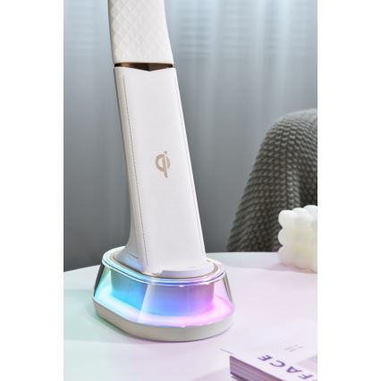 Lâmpada de mesa LED RGB regulável com carregamento sem fio CORELLA LED/7W/12/230V preta