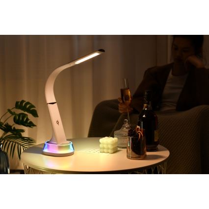 Candeeiro de mesa LED RGB com regulação e carregamento sem fios CORELLA LED/7W/12/230V branco