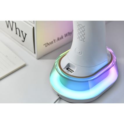 Candeeiro de mesa LED RGB com regulação e carregamento sem fios CORELLA LED/7W/12/230V branco