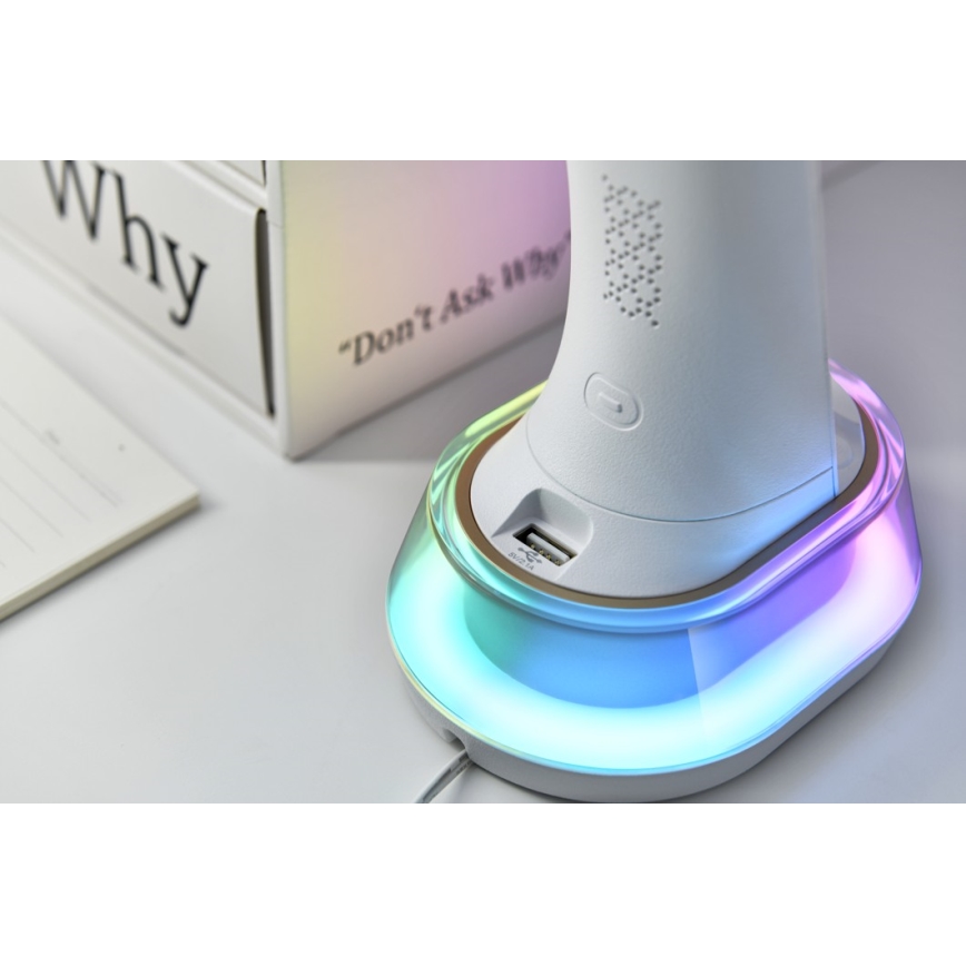 Candeeiro de mesa LED RGB com regulação e carregamento sem fios CORELLA LED/7W/12/230V branco