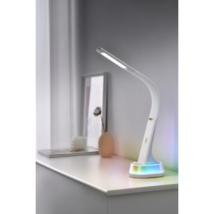 Candeeiro de mesa LED RGB com regulação e carregamento sem fios CORELLA LED/7W/12/230V branco