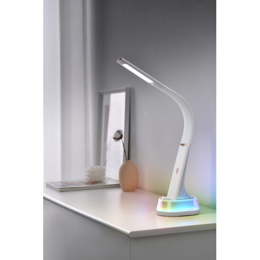 Candeeiro de mesa LED RGB com regulação e carregamento sem fios CORELLA LED/7W/12/230V branco