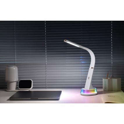 Candeeiro de mesa LED RGB com regulação e carregamento sem fios CORELLA LED/7W/12/230V branco
