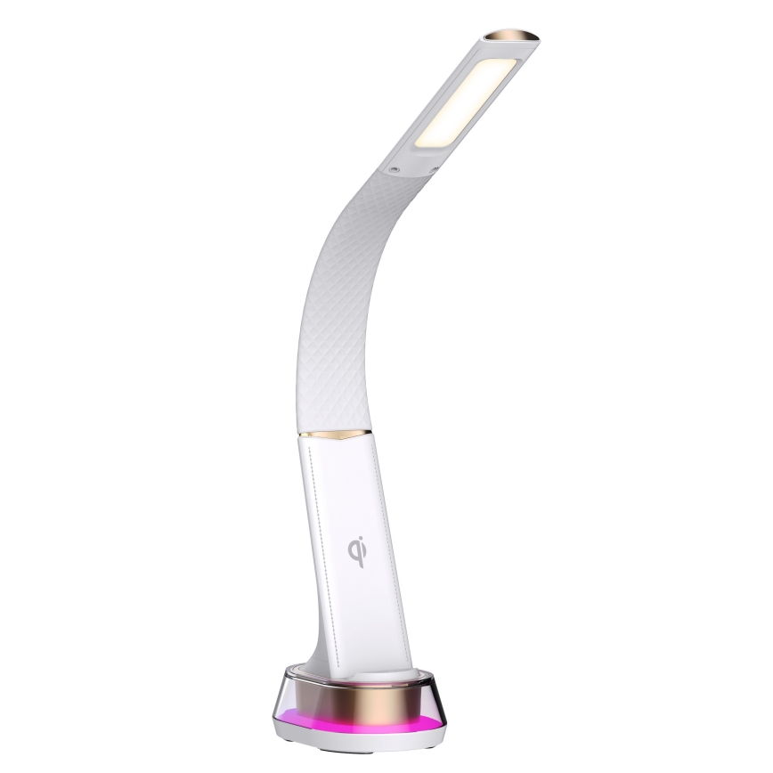 Candeeiro de mesa LED RGB com regulação e carregamento sem fios CORELLA LED/7W/12/230V branco