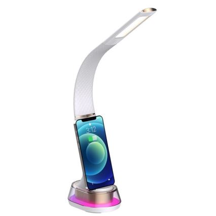 Candeeiro de mesa LED RGB com regulação e carregamento sem fios CORELLA LED/7W/12/230V branco
