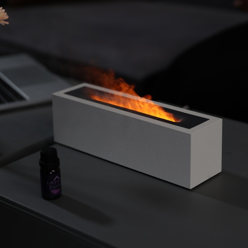 LED Difusor de aroma e humidificador de ar com imitação de chama LED/10W/5V